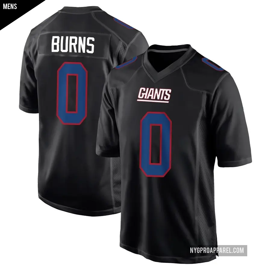 Men's New York Giants ＃0 Brian Burns Black Game Carbon Fashion Jersey