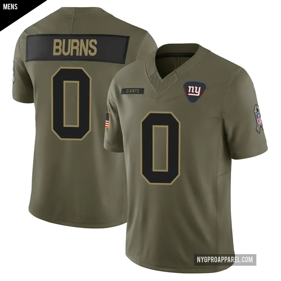 Men's New York Giants ＃0 Brian Burns Olive Limited 2025 Salute to Service Jersey