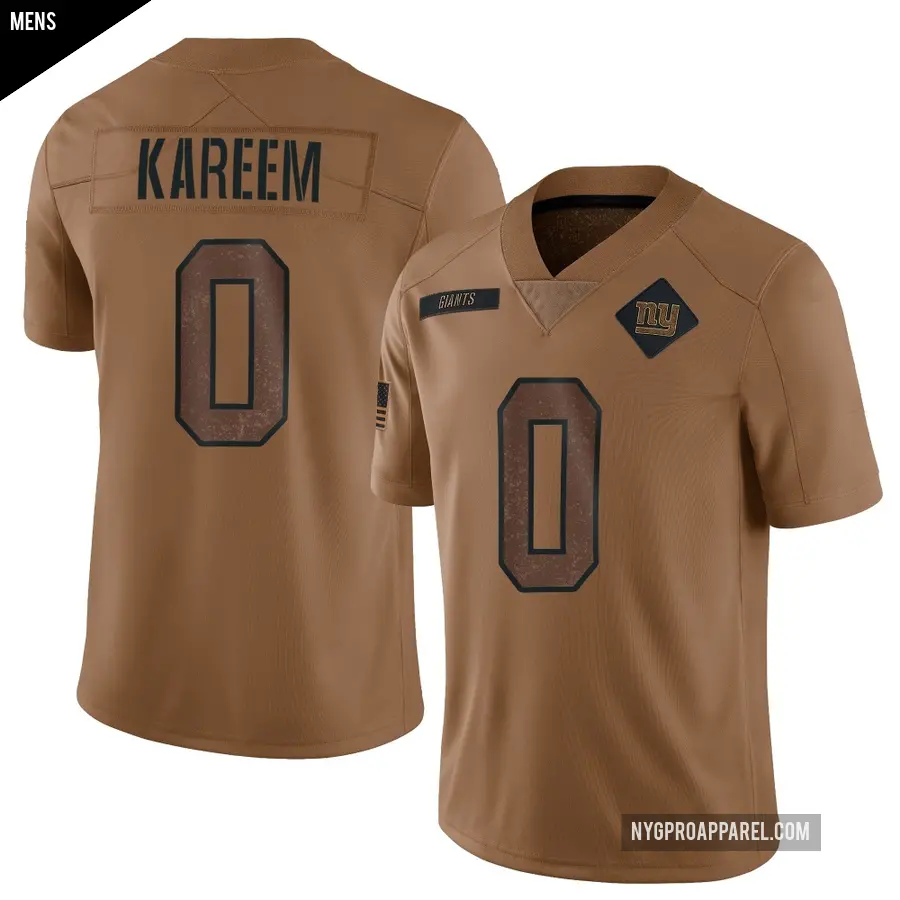 Men's New York Giants ＃0 Khalid Kareem Brown Limited 2023 Salute To Service Jersey