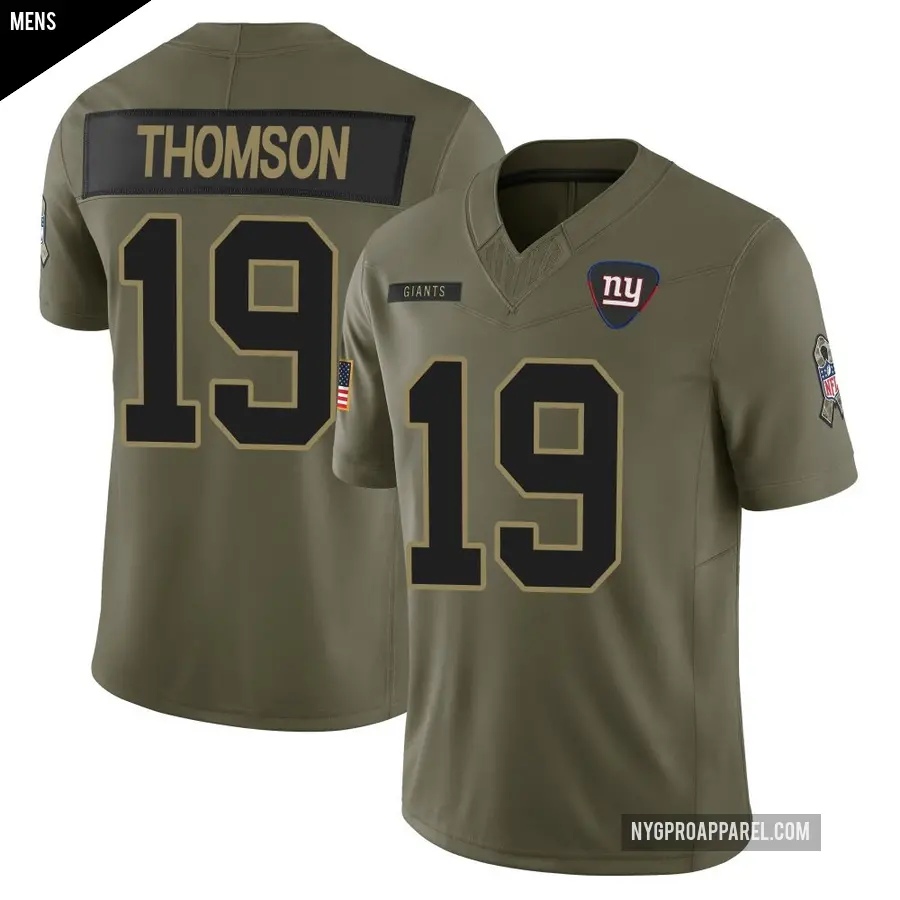 Men's New York Giants ＃19 Bobby Thomson Olive Limited 2025 Salute to Service Jersey