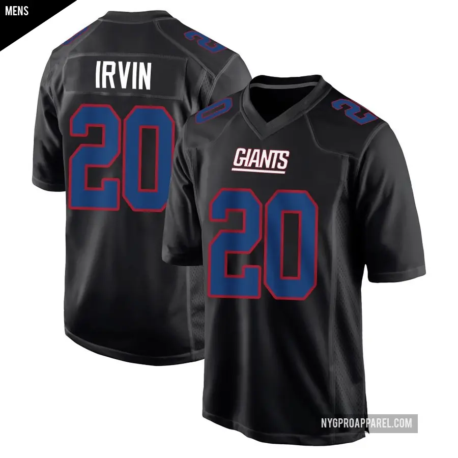 Men's New York Giants ＃20 Monte Irvin Black Game Carbon Fashion Jersey