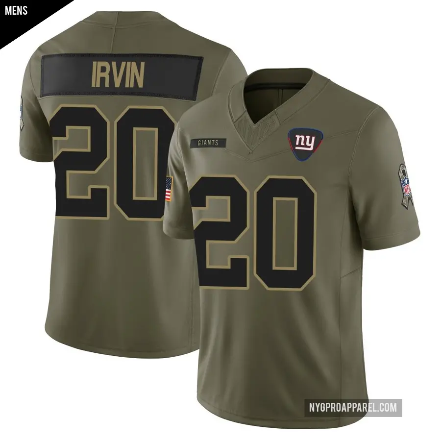 Men's New York Giants ＃20 Monte Irvin Olive Limited 2025 Salute to Service Jersey