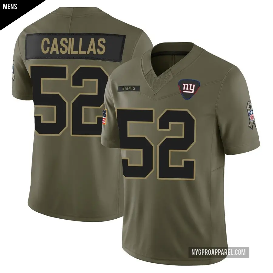 Men's New York Giants ＃52 Jonathan Casillas Olive Limited 2025 Salute to Service Jersey