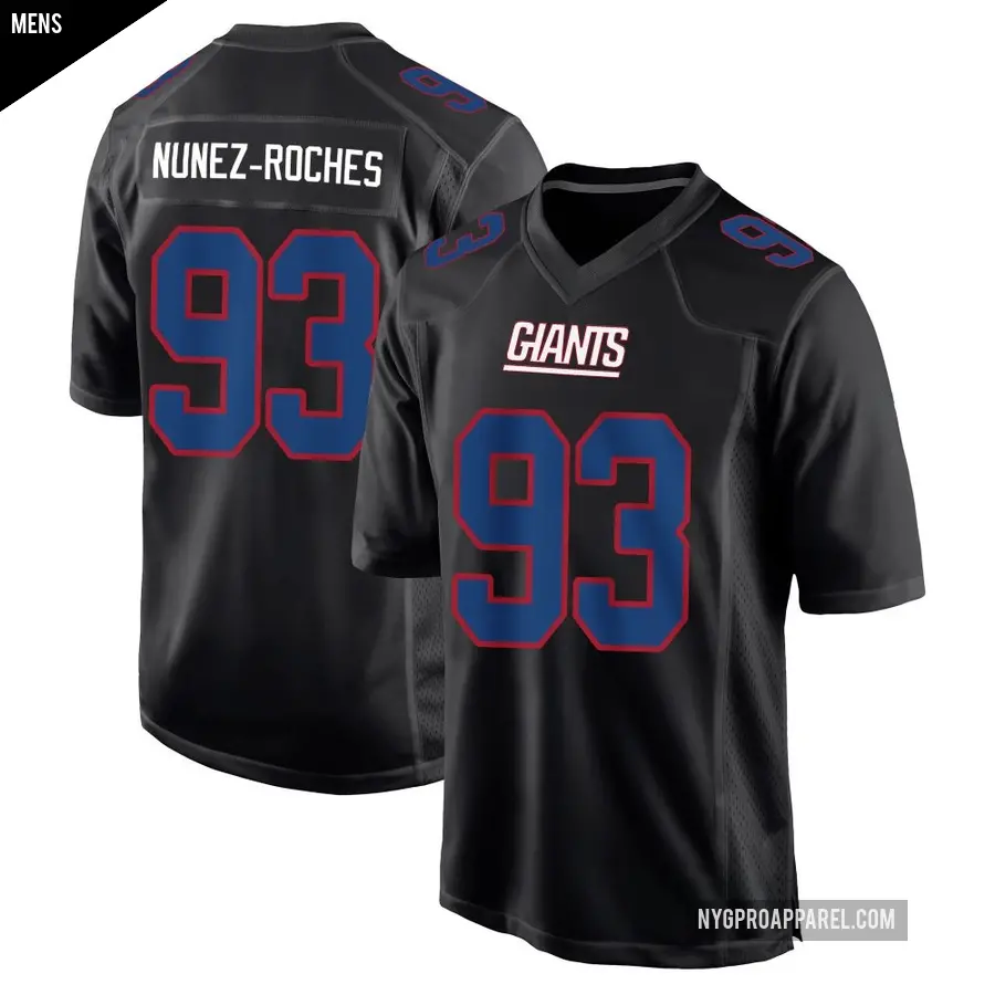 Men's New York Giants ＃93 Rakeem Nunez-Roches Black Game Carbon Fashion Jersey