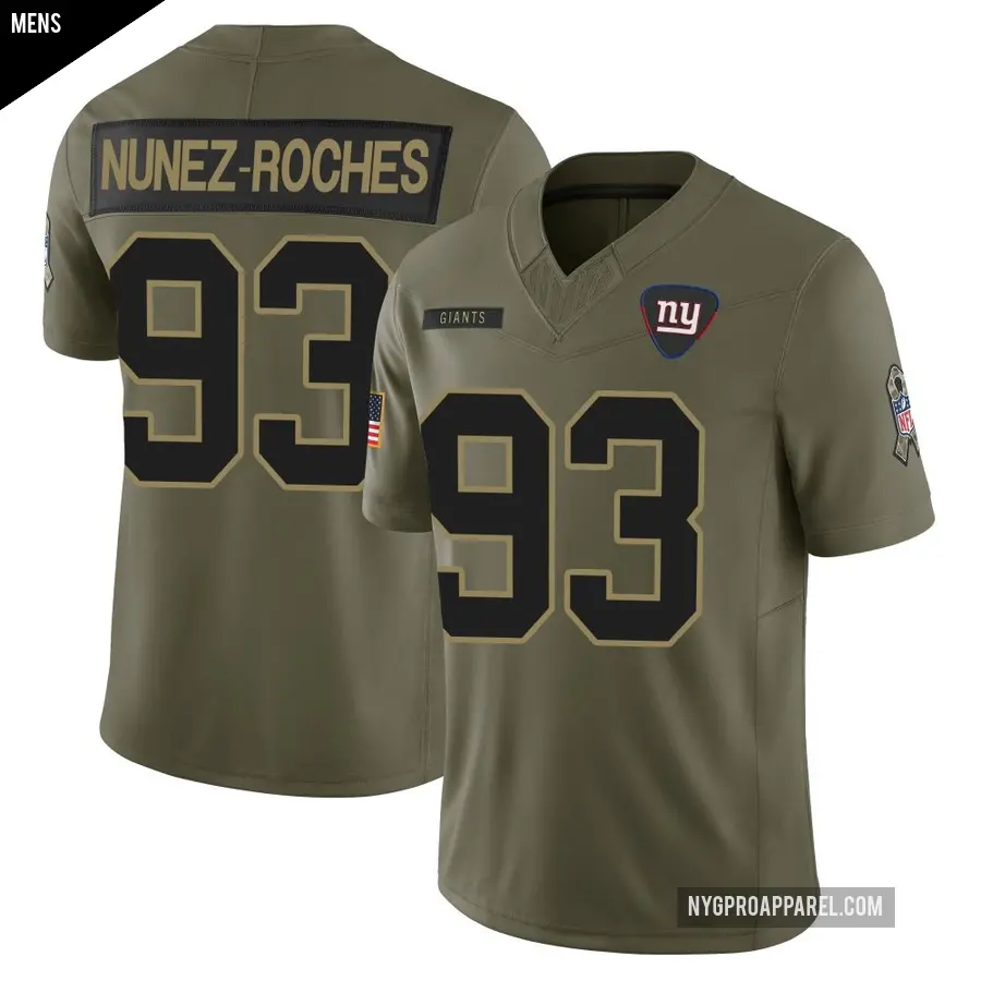 Men's New York Giants ＃93 Rakeem Nunez-Roches Olive Limited 2025 Salute to Service Jersey
