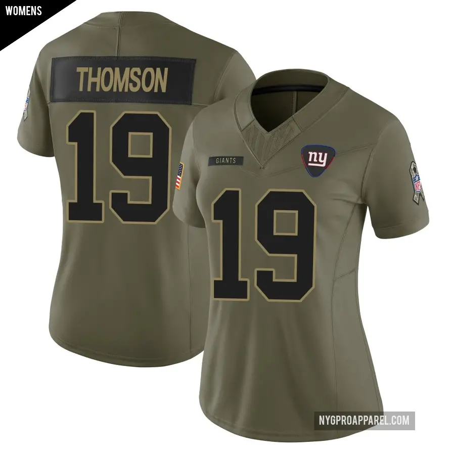 Women's New York Giants ＃19 Bobby Thomson Olive Limited 2025 Salute to Service Jersey