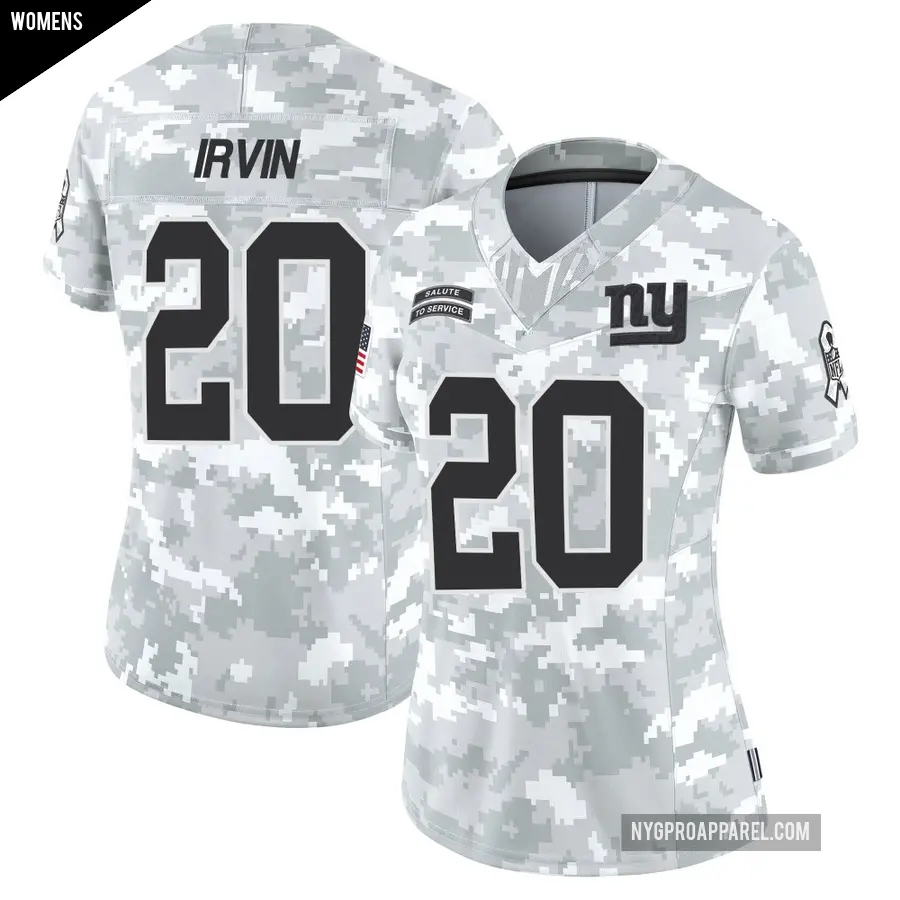 Women's New York Giants ＃20 Monte Irvin Arctic Camo Limited 2024 Salute to Service Jersey