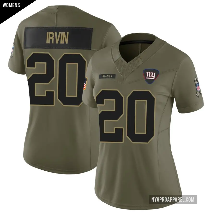 Women's New York Giants ＃20 Monte Irvin Olive Limited 2025 Salute to Service Jersey