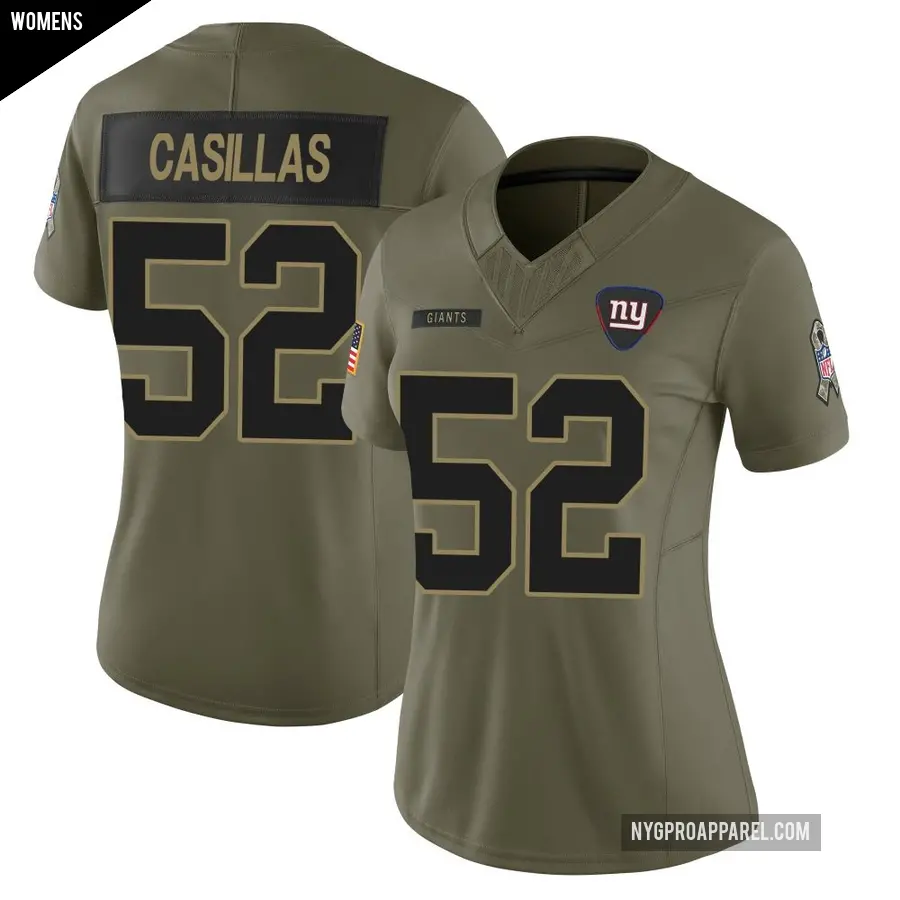 Women's New York Giants ＃52 Jonathan Casillas Olive Limited 2025 Salute to Service Jersey