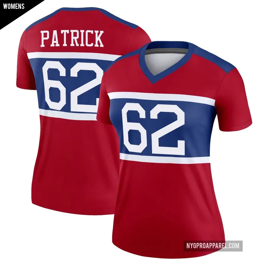 Women's New York Giants ＃62 Lucas Patrick Red Legend Century Alternate Jersey