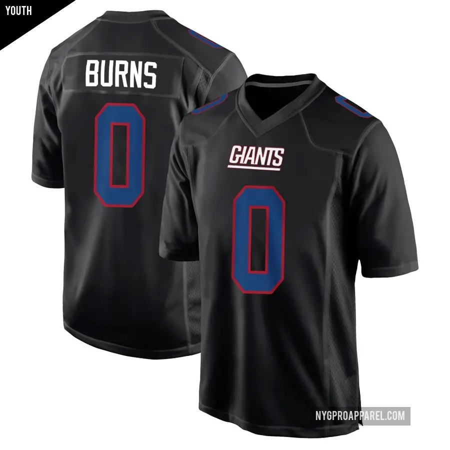 Youth New York Giants ＃0 Brian Burns Black Game Carbon Fashion Jersey