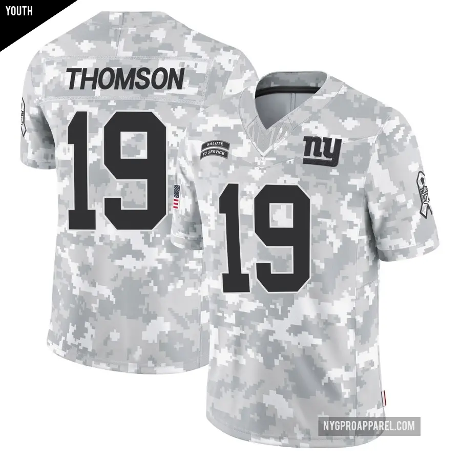Youth New York Giants ＃19 Bobby Thomson Arctic Camo Limited 2024 Salute to Service Jersey