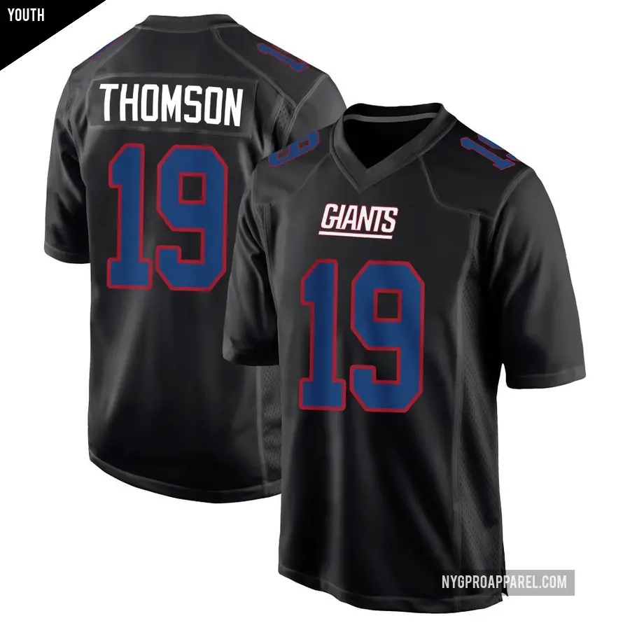 Youth New York Giants ＃19 Bobby Thomson Black Game Carbon Fashion Jersey