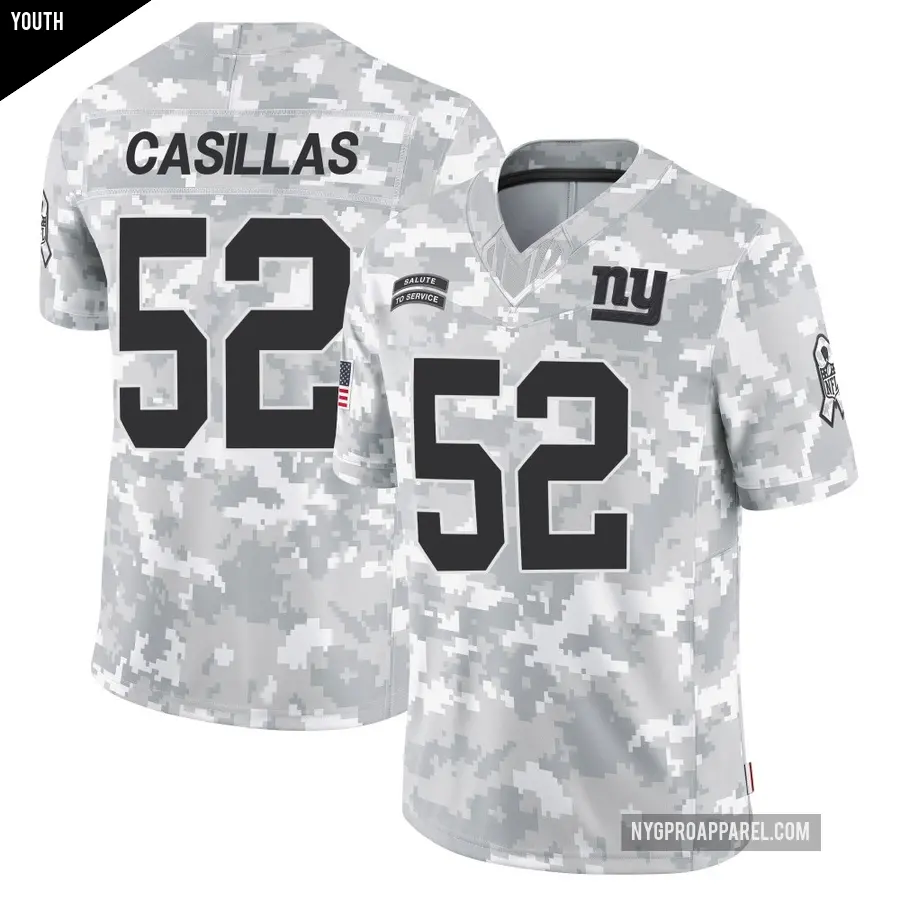 Youth New York Giants ＃52 Jonathan Casillas Arctic Camo Limited 2024 Salute to Service Jersey