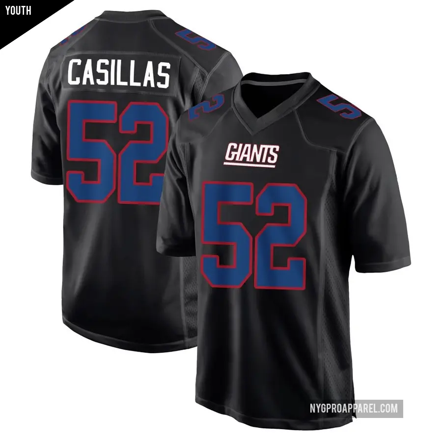 Youth New York Giants ＃52 Jonathan Casillas Black Game Carbon Fashion Jersey