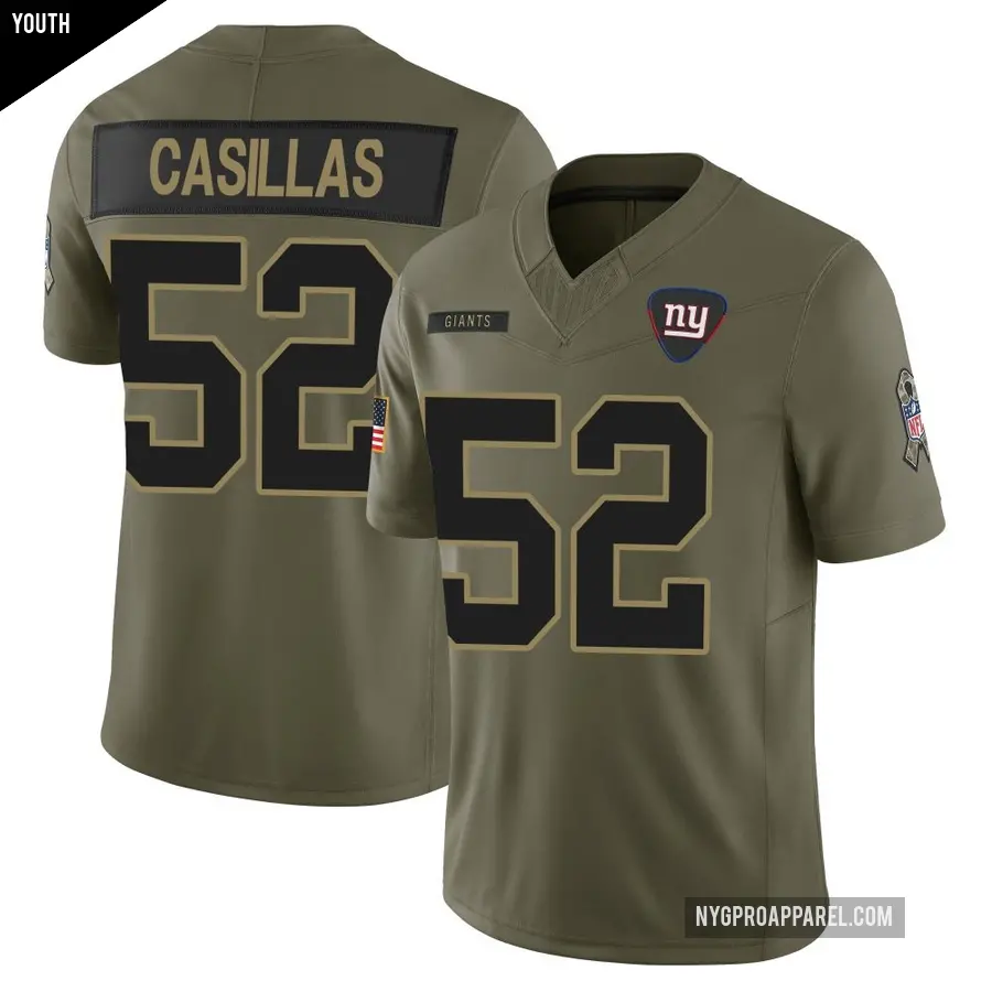 Youth New York Giants ＃52 Jonathan Casillas Olive Limited 2025 Salute to Service Jersey