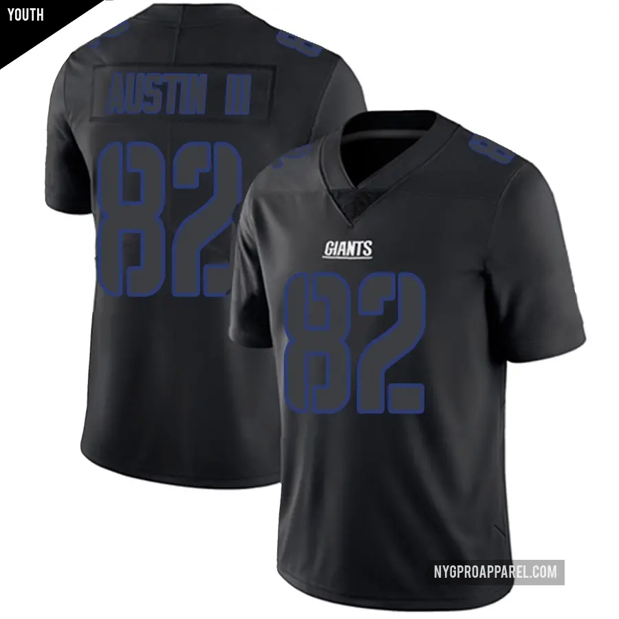Youth New York Giants ＃82 Calvin Austin III Black Impact Limited Jersey