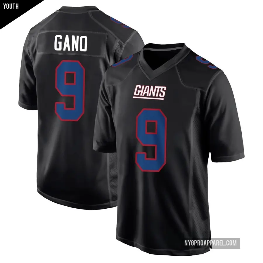 Youth New York Giants ＃9 Graham Gano Black Game Carbon Fashion Jersey