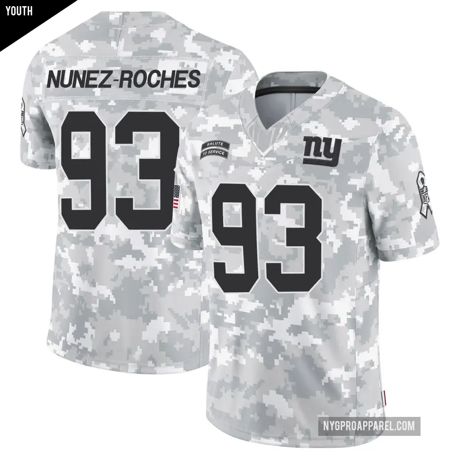 Youth New York Giants ＃93 Rakeem Nunez-Roches Arctic Camo Limited 2024 Salute to Service Jersey